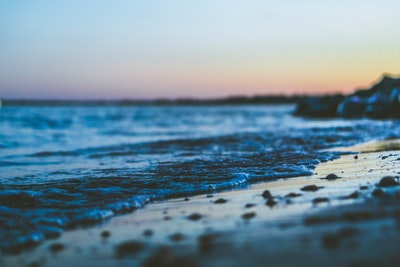 海岸浅聚焦摄影